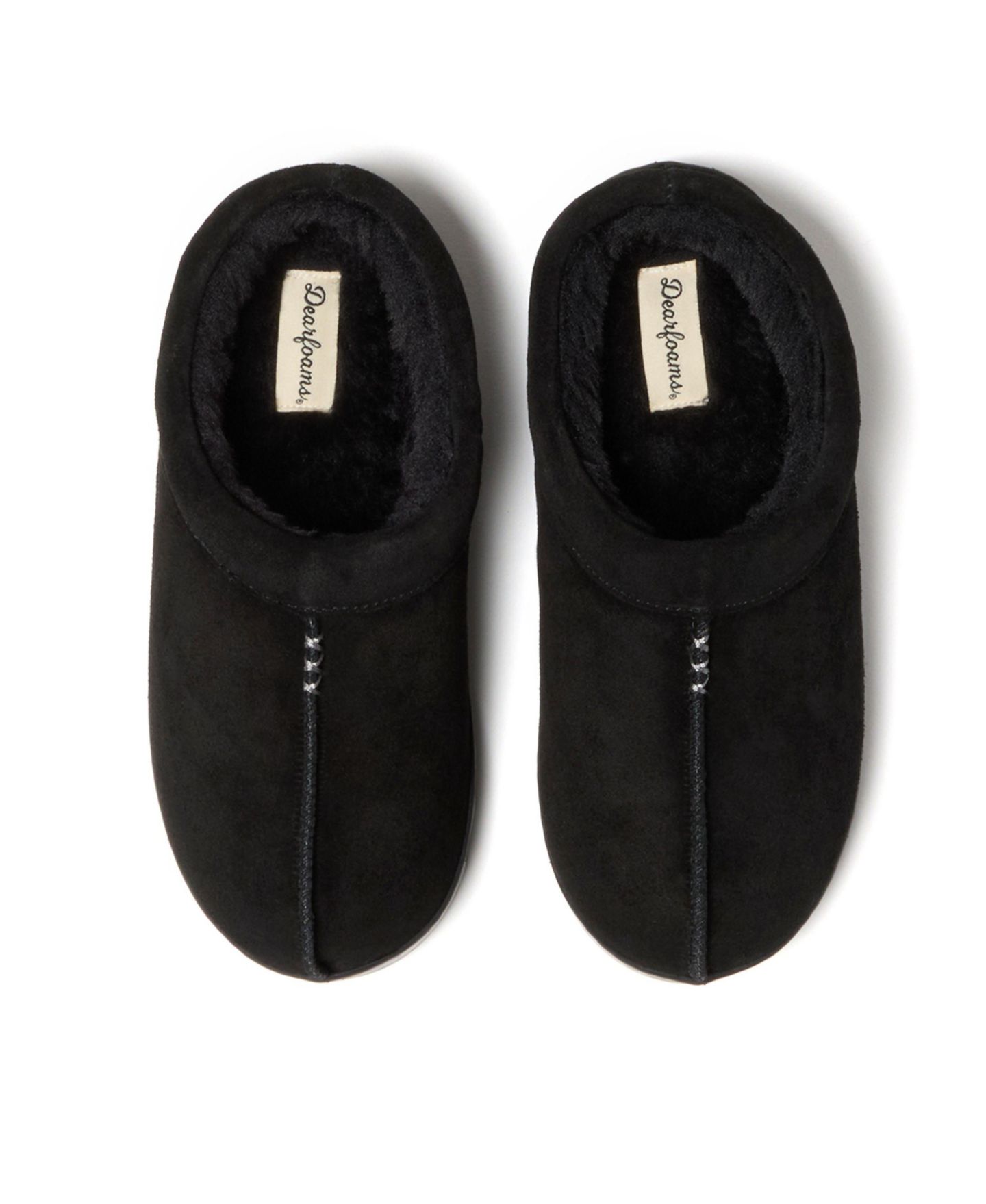 Женские сабо Dearfoams Doreen Genuine Suede Clog House Shoe Slipper, цвет: Чёрный — фото 4