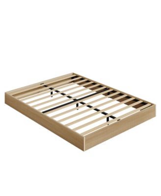 Wood Platform Bed Frame with Fluted Design, Low Profile Bed, Quiet Slat Support, Box Spring Not Needed