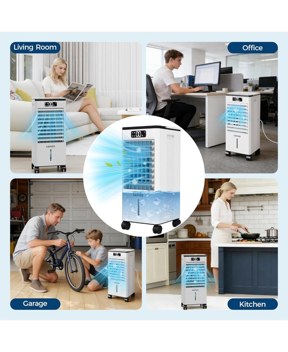 Xo 7L Evaporative Air Cooler, 3-in-1 Portable Swamp Cooler, 3 Speeds, 12H Timer, Remote Control, 80degree(s) Oscillation, 1.85 Gal Tank
