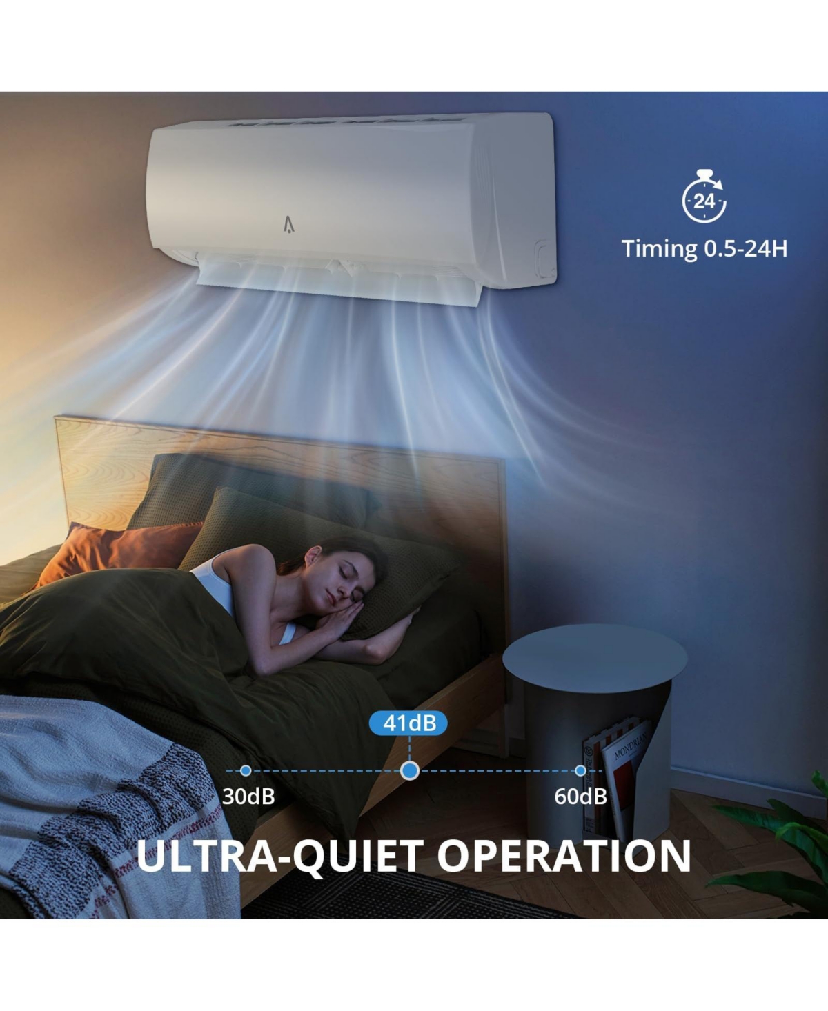 Xo 9000 Btu Mini Split Ac and Heat Pump, 19 SEER2 Inverter, WiFi and Remote Control, Cools 450 Sq. Ft, Installation Kit