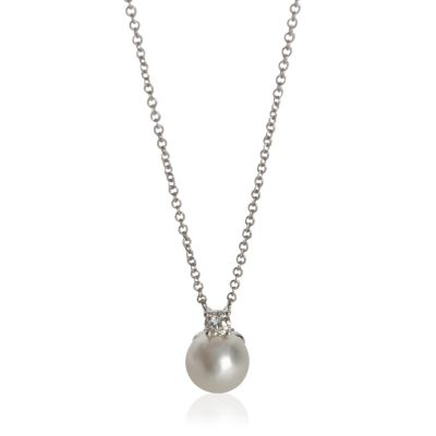 White Gold Pearl and Diamond Signature Pendant