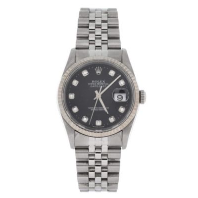 Oyster Perpetual Datejust Automatic Watch in Stainless Steel and White Gold with Diamond Markers 36mm