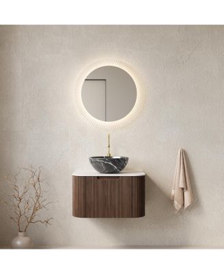 Wall Mounted Bathroom Vanity with Artificial Marble Top,  Ceramic Basin, Soft Close Drawer, Pre-assembled