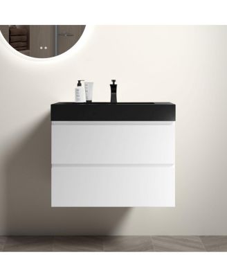 30" Floating Bathroom Vanity with Sink, Wall Mounted Modern Storage Cabinet without Faucet, Pre-Assembled