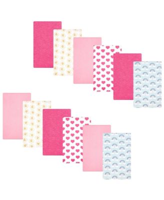 Hudson Baby Girl Cotton Poly Flannel Burp Cloths Bundle Cloudy Rainbow - Cloudy rainbow 27$
