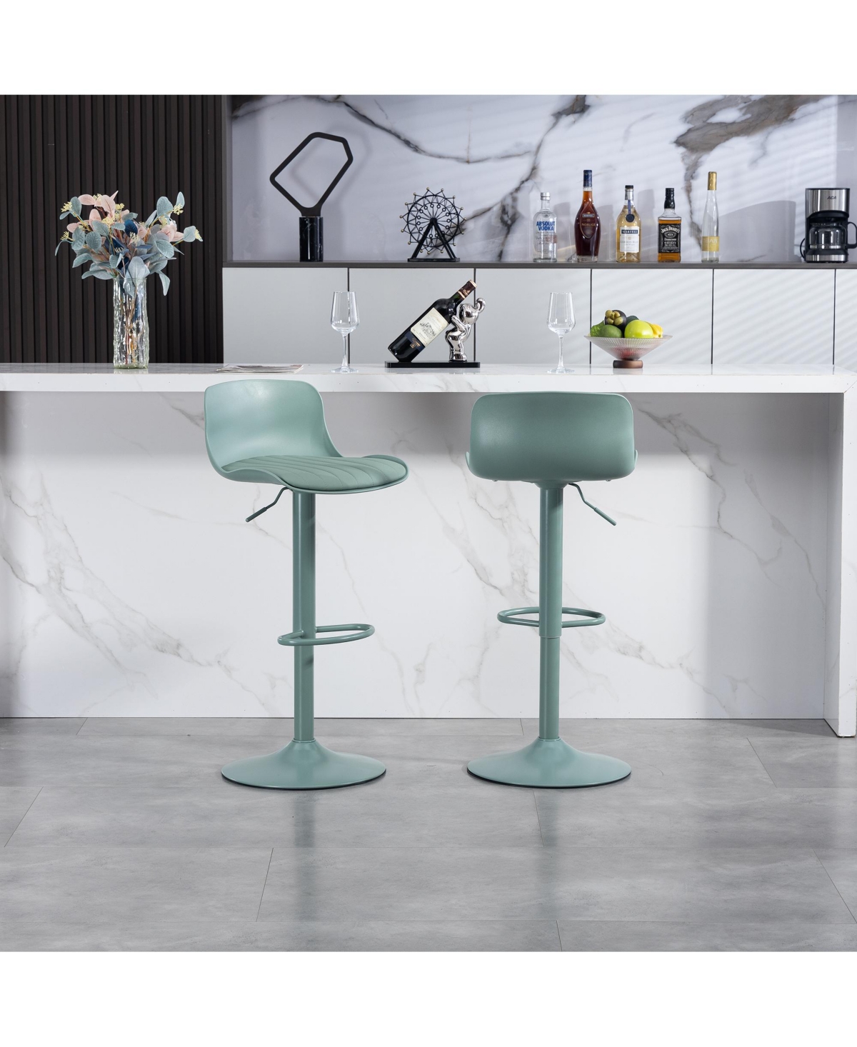 Flynama Set of 2 Pu, Armless Adjustable Swivel Bar Stools