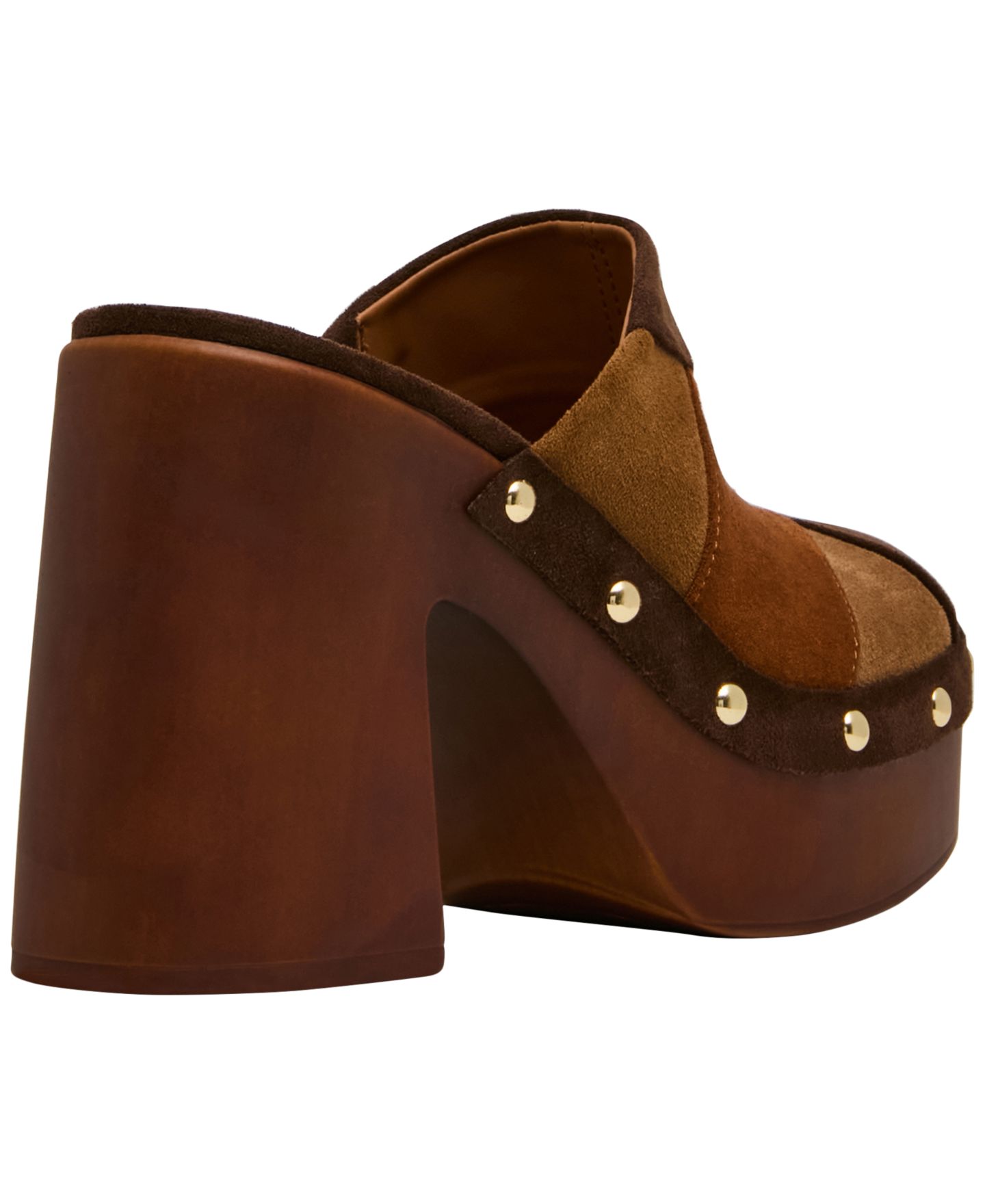 Женские сабо Madden Girl Austin-P Patch Studded Wooden Platform Mule, цвет: Коричневый разноцветный — фото 10