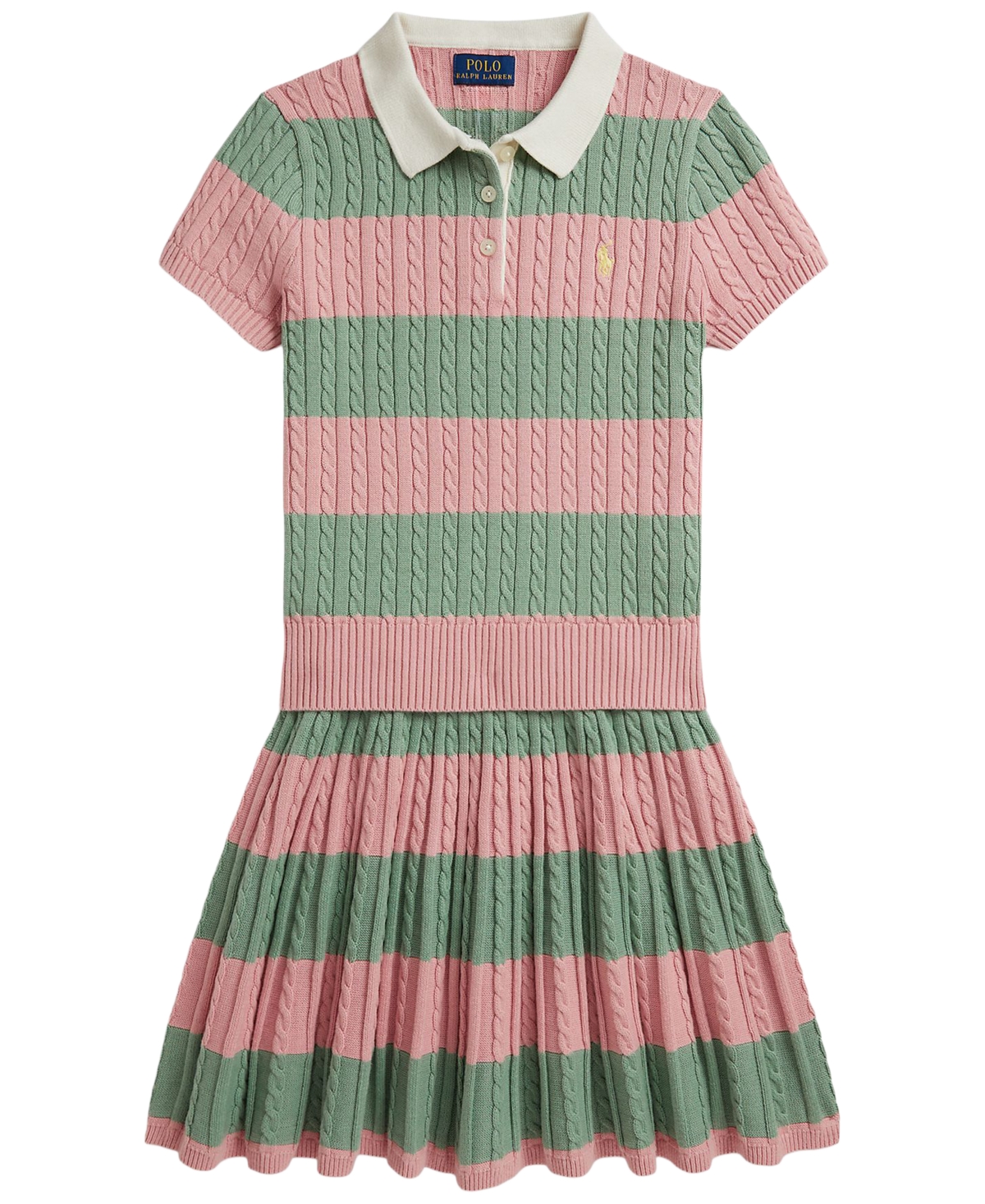 Polo Ralph Lauren Girls' 7-16 Short-Sleeve Sweater and Skirt, 2-Piece Set