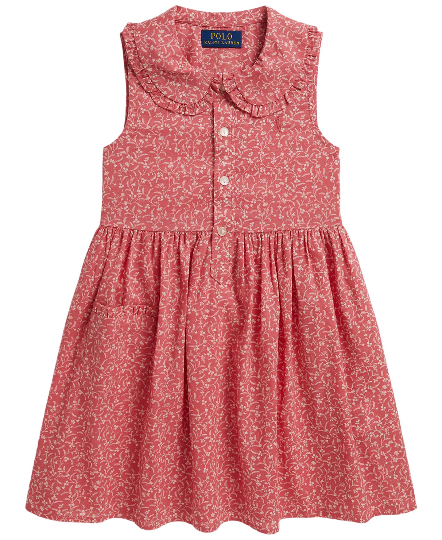 Платье Polo Ralph Lauren Floral Sleeveless Shirt Dress для девочек, цвет: С принтом розовый — фото 3