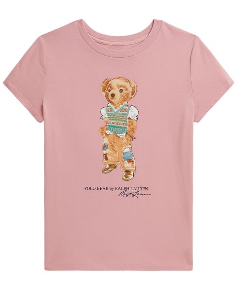 Футболка Polo Ralph Lauren Polo Bear Short-Sleeve для девочек, цвет: Розовый