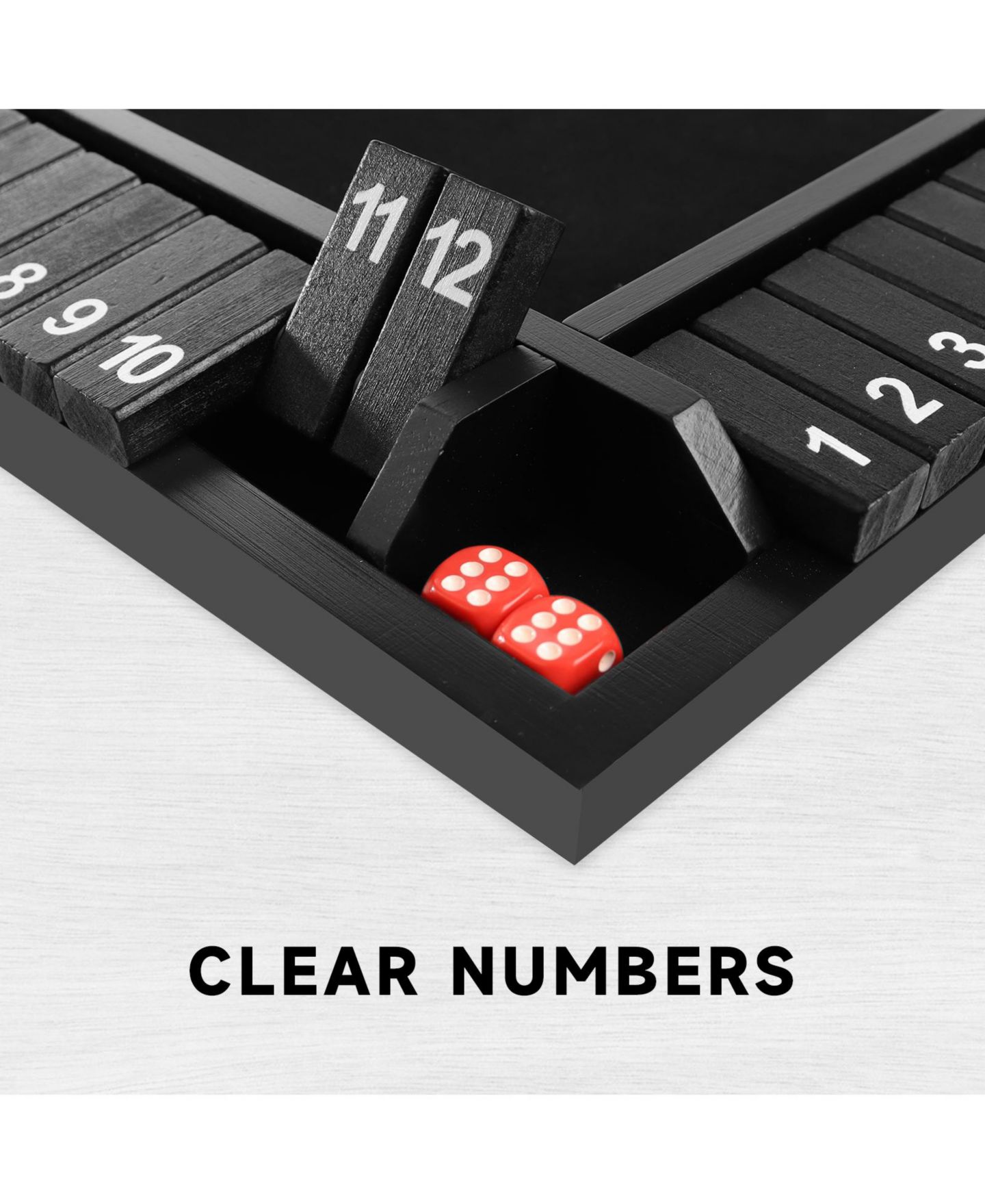 Детская настольная игра GSE Games & Sports Expert 4-Player 12 Numbers Shut the Box Board Game with 8 Dice, Ages 3+, цвет: Чёрный — фото 4