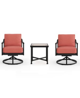 Wellington 3-Piece Outdoor Swivel Rockers and Side Table Set