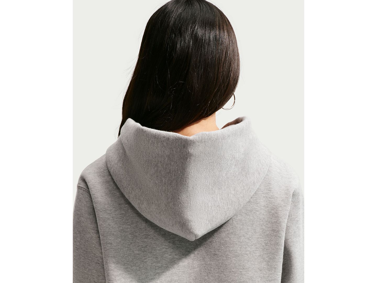 Женское худи Nike Studio Fleece Medium Weight Pullover, цвет: Серый меланжевый / Молочный — фото 5