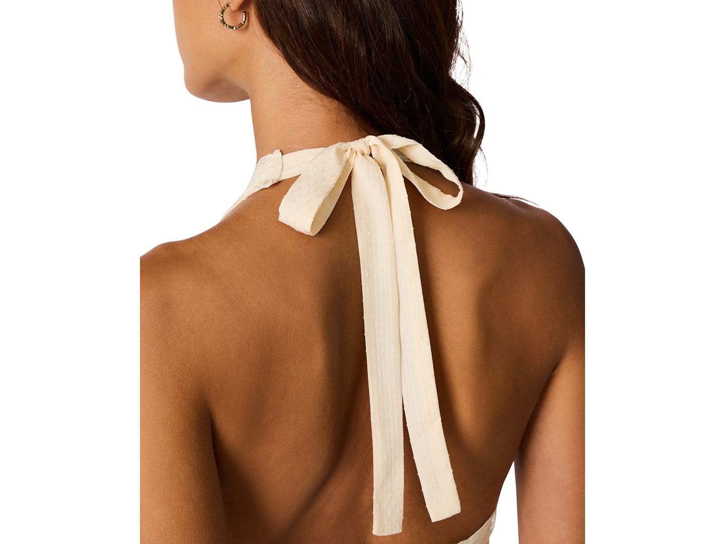 Женское платье Steve Madden Liza Sleeveless Halter V-Neck Fit & Flare, цвет: Берёзовый белый — фото 4