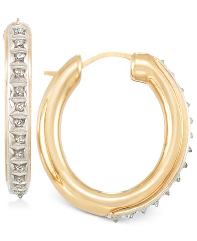 Signature Diamonds™ Medium Hoop Earrings in 14k Gold over Resin Core ...