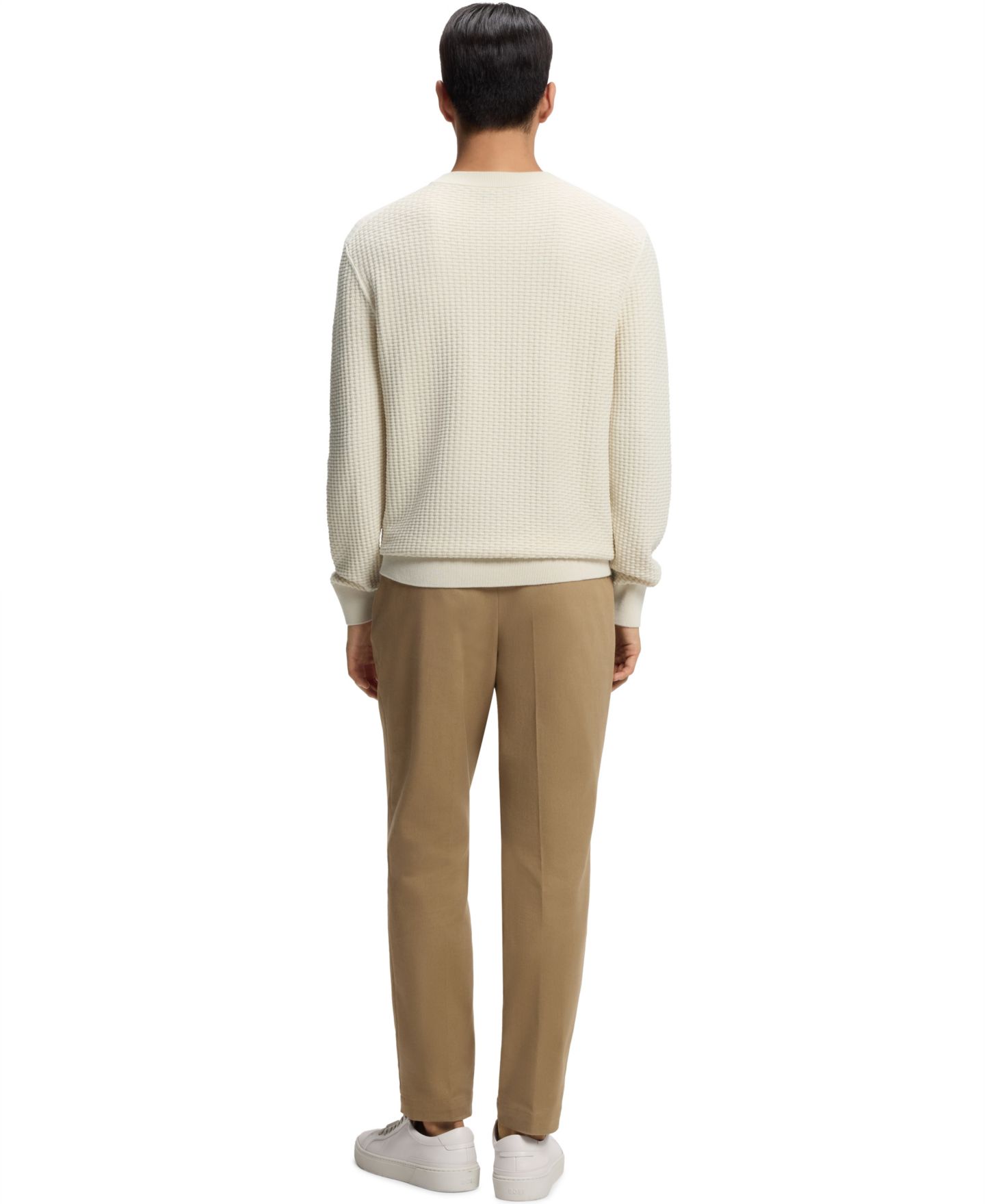 Мужской свитер Hugo Boss Knitted Structure Cotton, цвет: Белый — фото 3