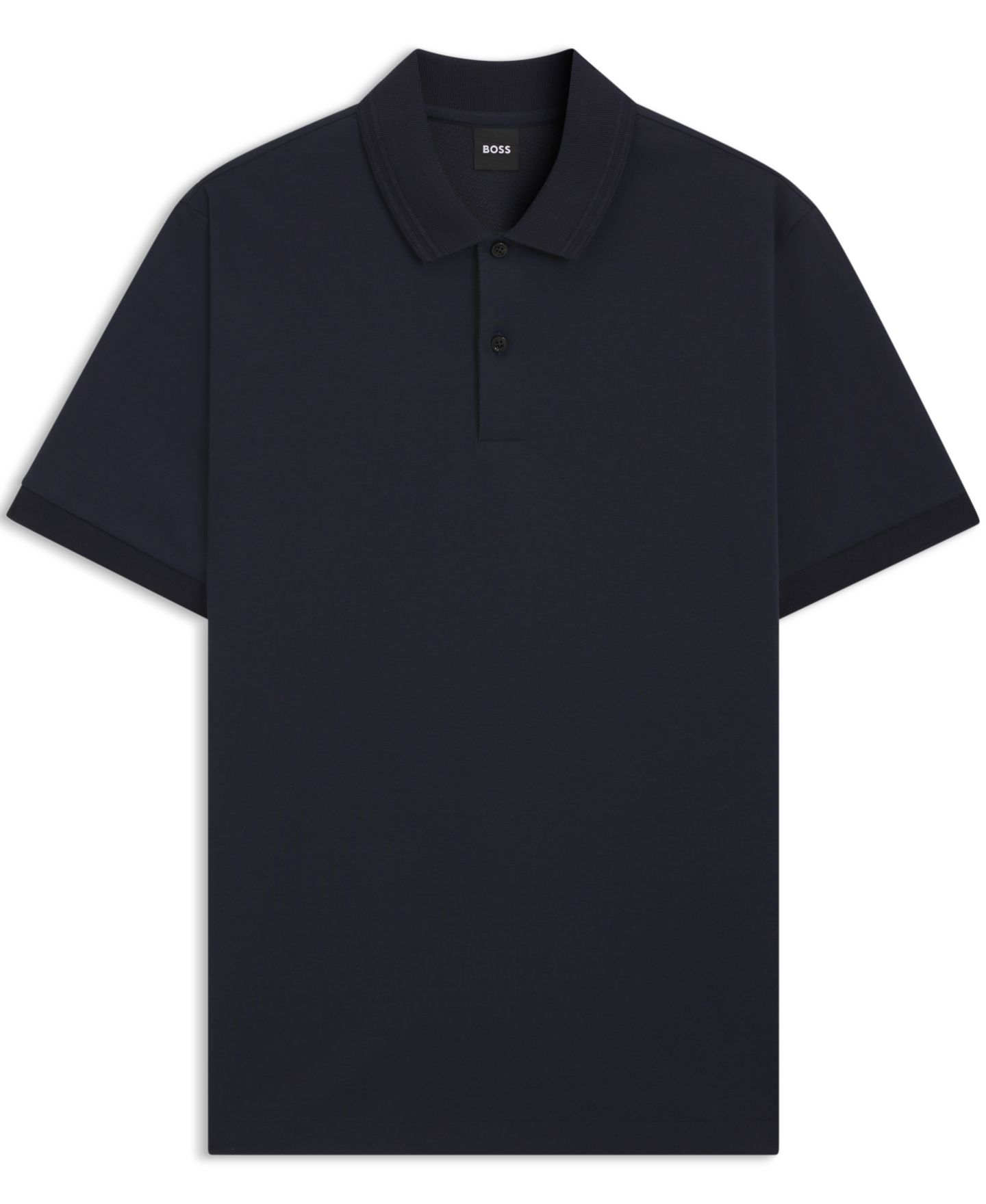 Мужское поло Hugo Boss Monogram Under Placket Cotton-Blend Polo Shirt, цвет: Тёмный синий — фото 3