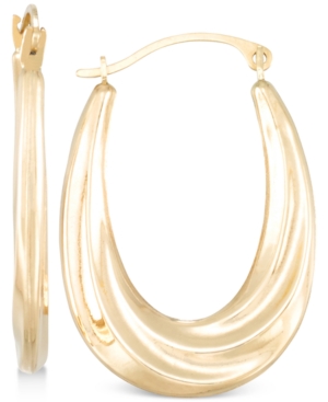 image of Draped-Look Oval Hoop Earrings in 10k Gold