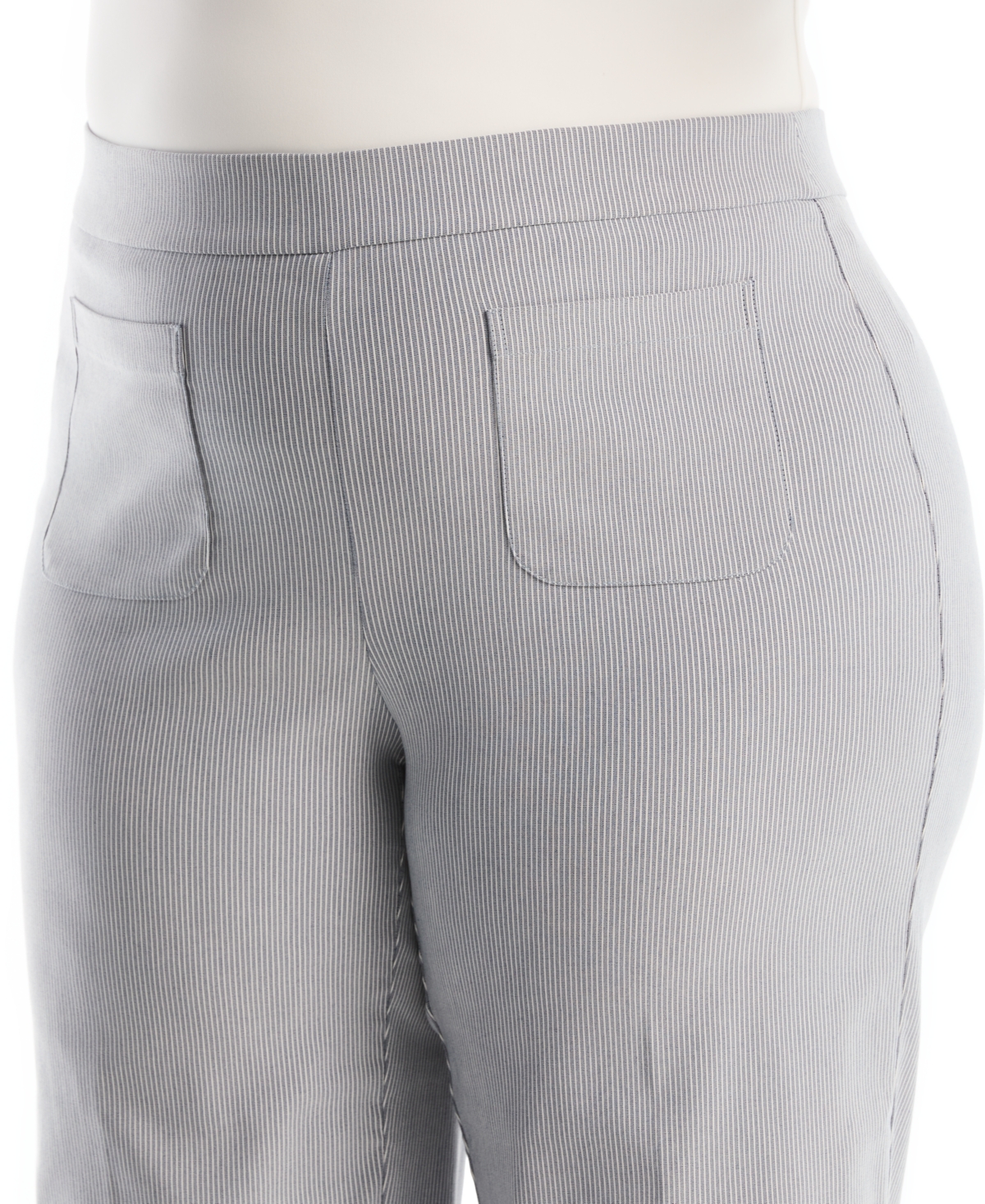 Rafaella Plus Striped Patch Pocket Wide Leg Pant