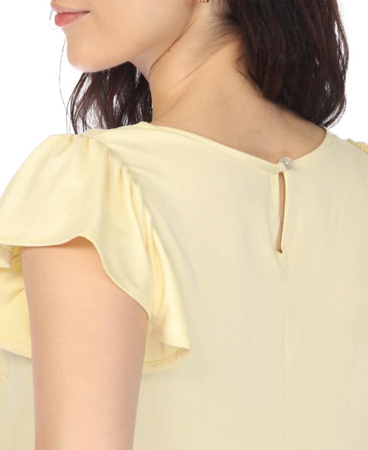 White Mark Women's Scoop Neck Flutter-Sleeve Maternity Dress