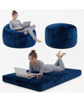 4 in 1 Adult Bean Bag Chair, 4ft - Memory Foam Filler and Removable Cover - Oversized Flannel Lazy Sofa Couch Bed for Adults and Teens