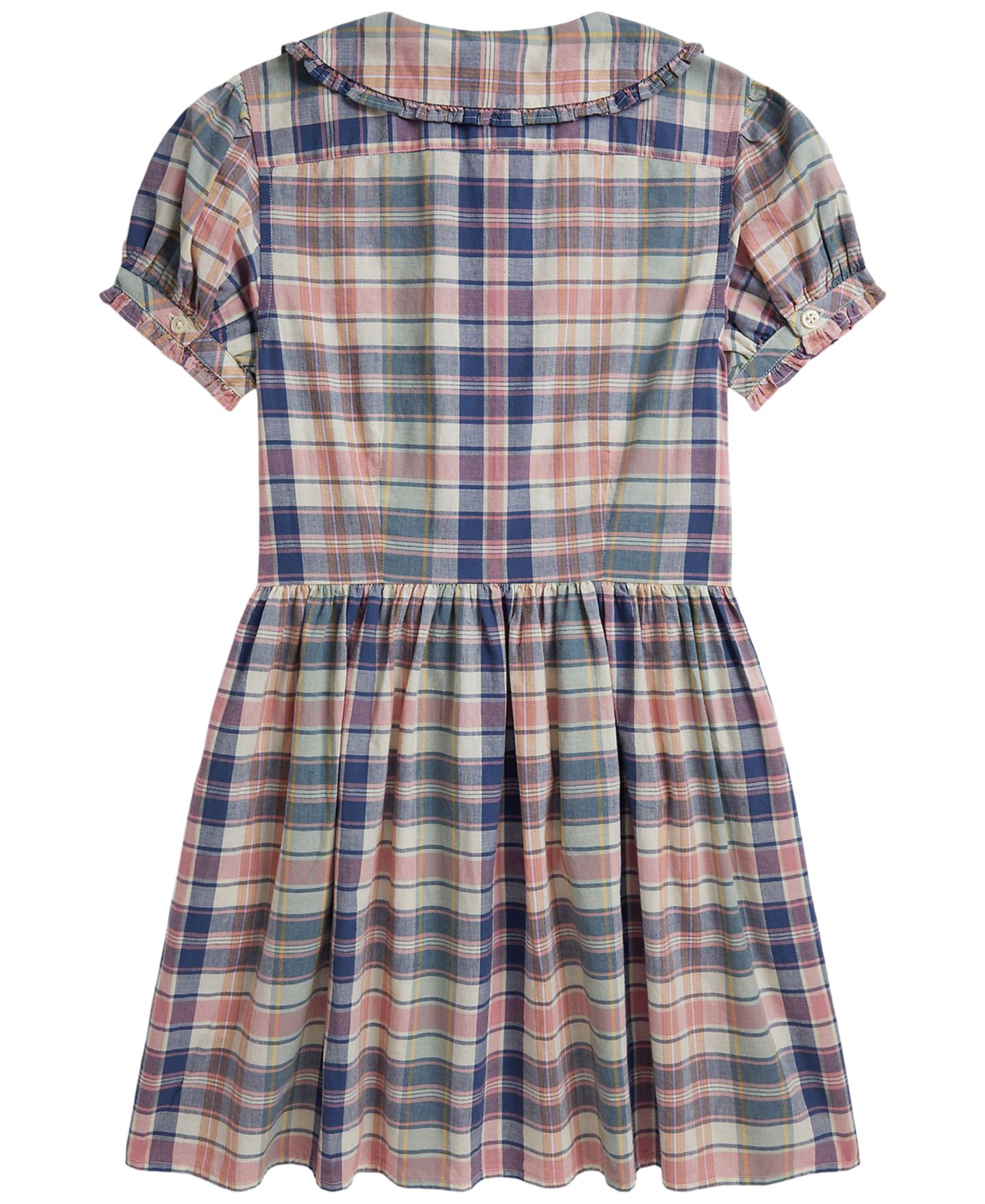 Рубашка Polo Ralph Lauren Short-Sleeve Dress Shirt для девочек, цвет: Земляной синий / Розовый — фото 2