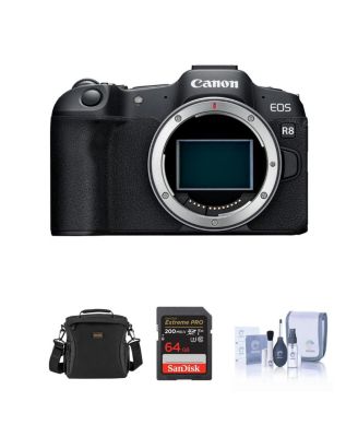 EOS R8 Mirrorless Camera Bundle with 64GB SD Card, Shoulder Bag, Cleaning Kit