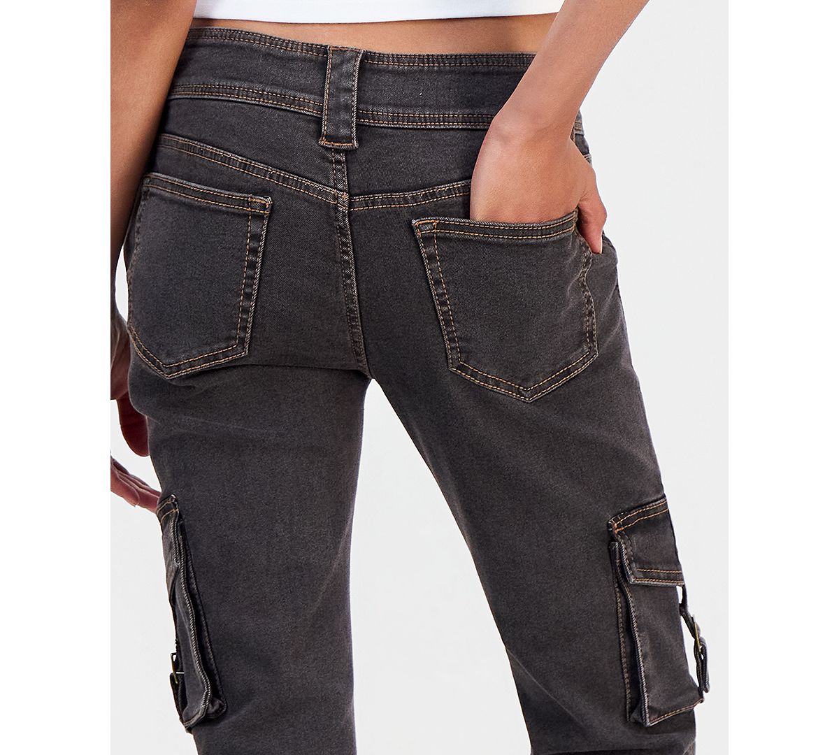 Dollhouse Juniors' Low-Rise Cargo Jeans view 6 — MAYCSS fashion products