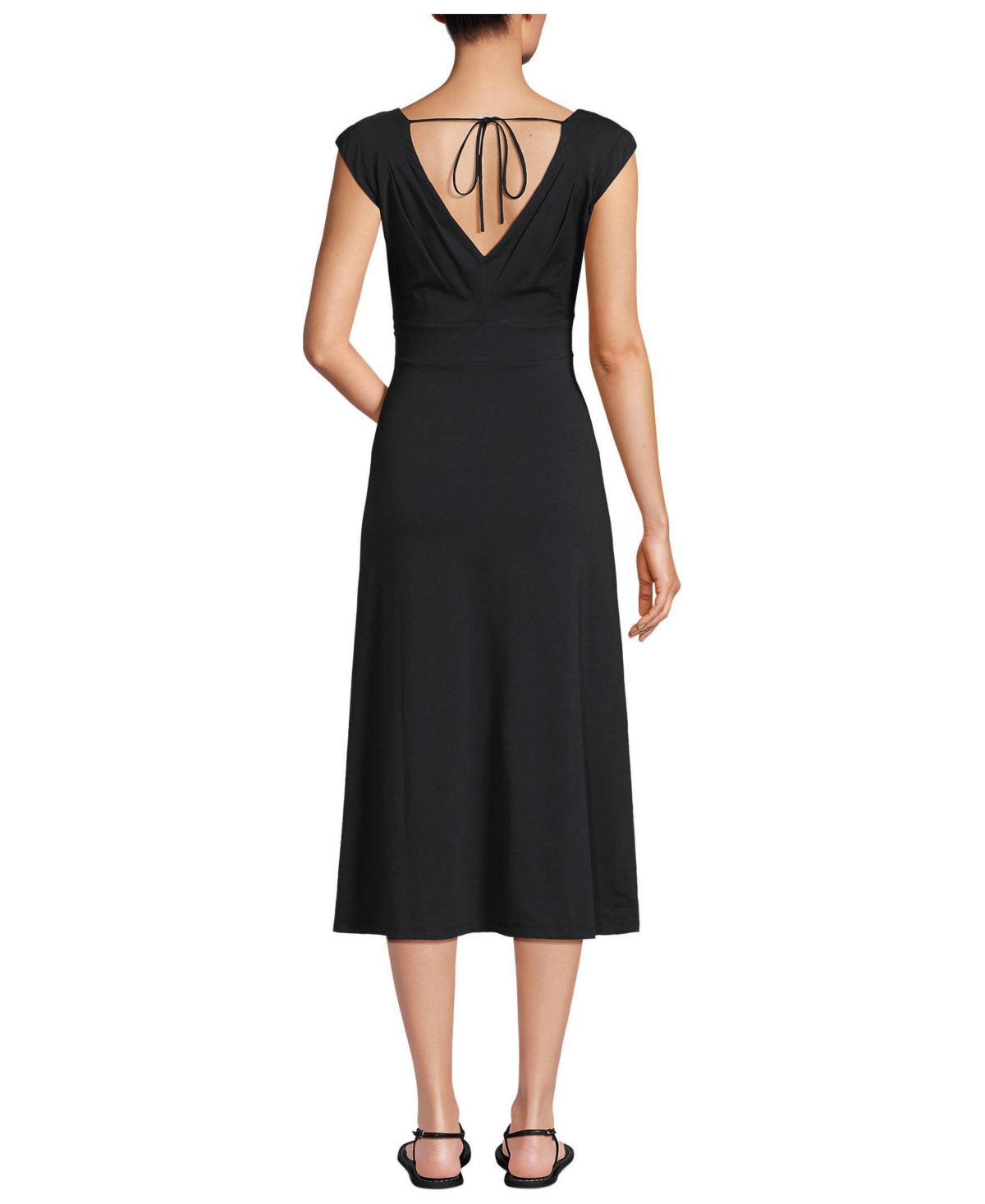 Lands' End Women's Cotton Modal Off the Shoulder Wrap Midi Dress