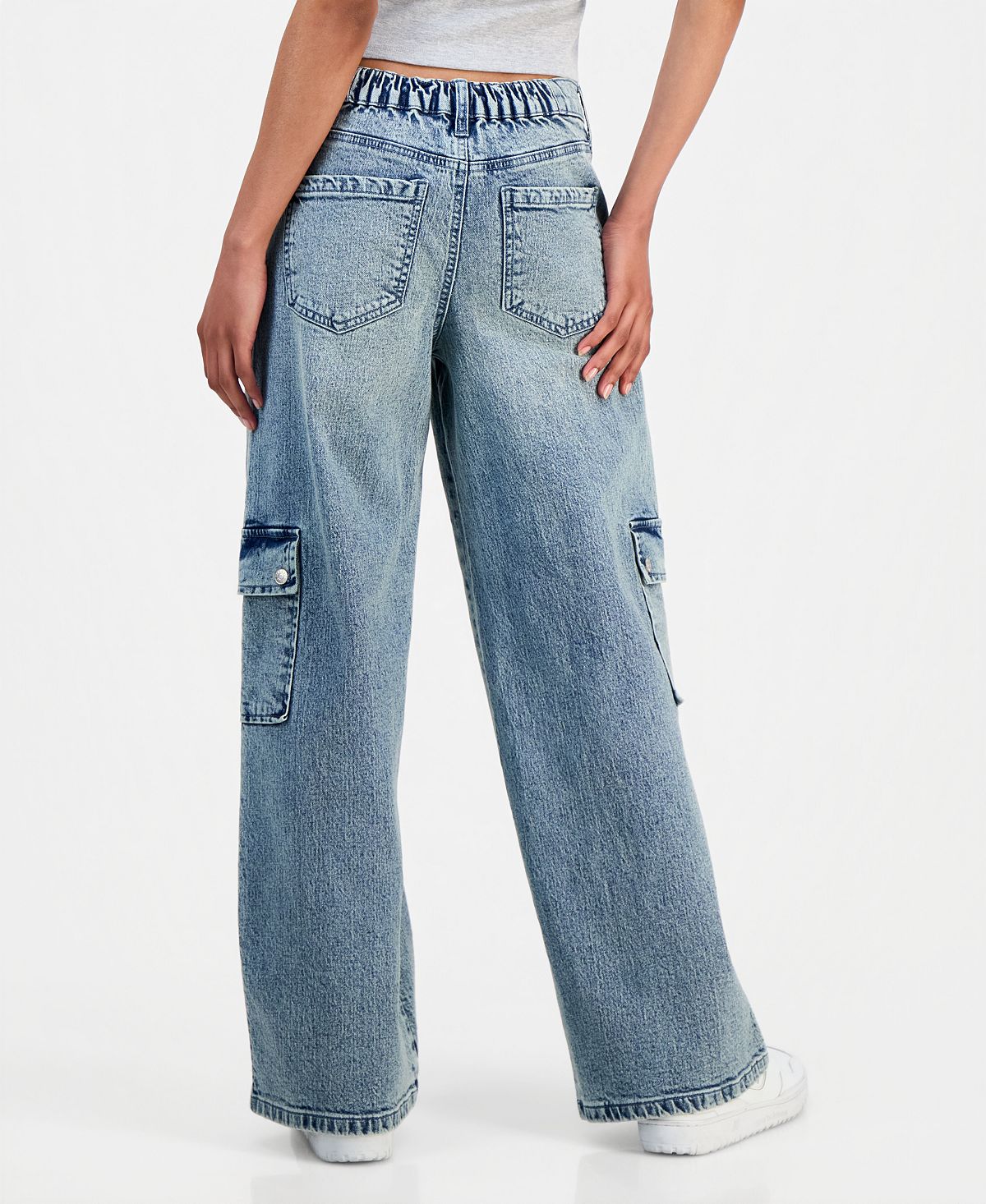 Celebrity Pink Women's Mid-Rise Wide-Leg Cargo Jeans view 7 — MAYCSS fashion products