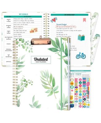Spiral Planner Undated Daily Weekly Monthly Hourly Work Hardcover