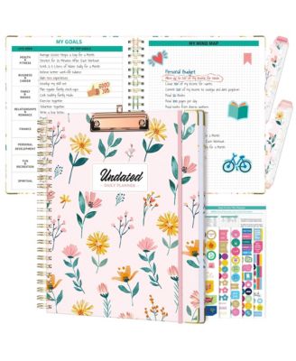 Spiral Planner Undated Daily Weekly Monthly Hourly Work Hardcover