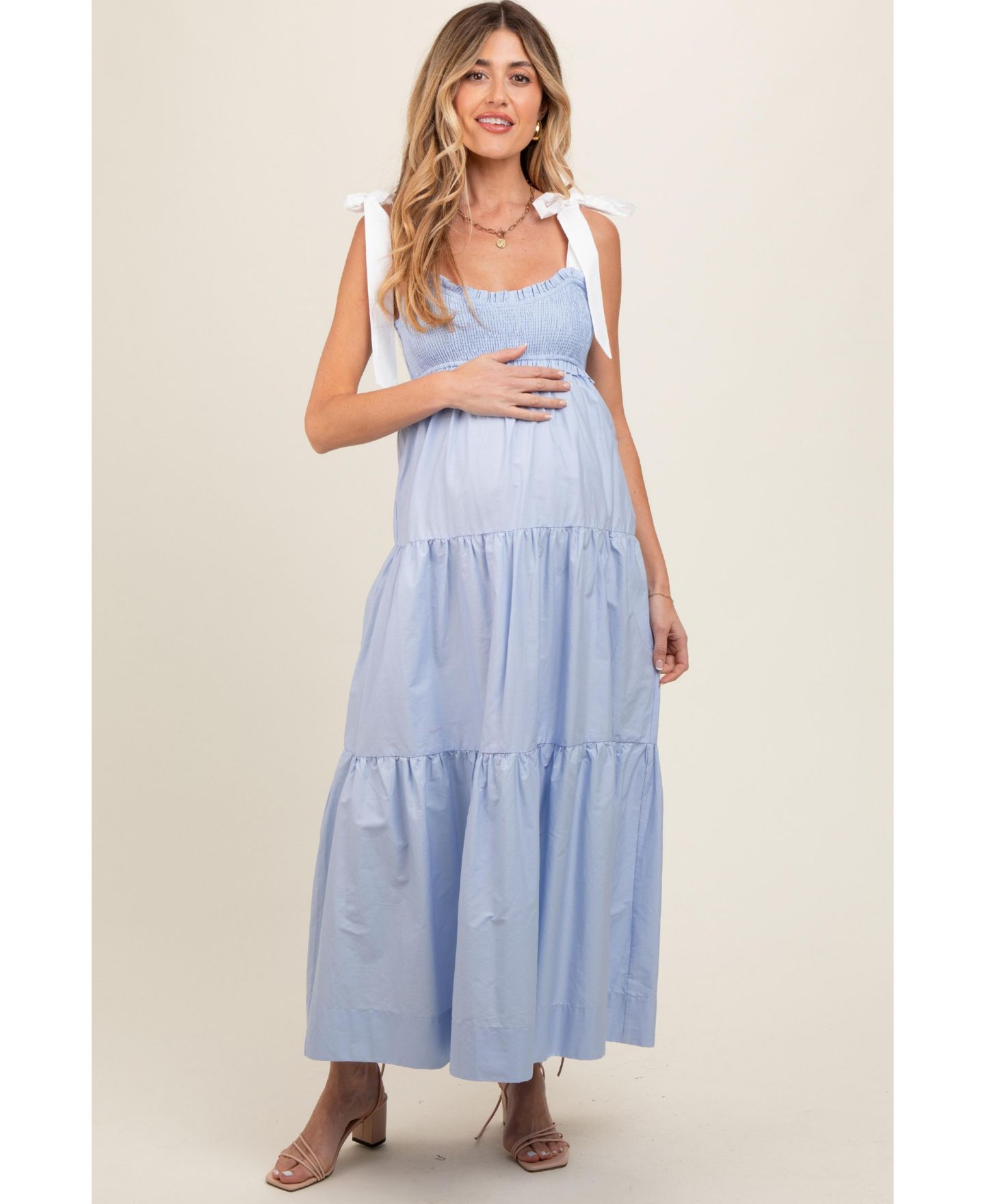 Женское платье Pinkblush Light Blue Contrast Shoulder Straps Maxi, цвет: Светлый синий — фото 3