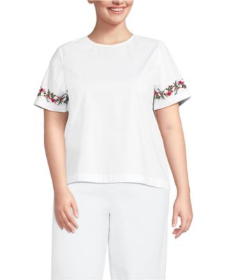 Plus Size Poplin Eyelet Shirt