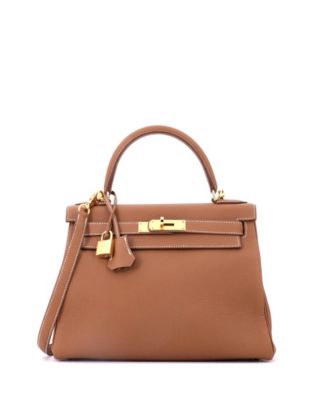 Kelly 28 Handbag Brown Togo with Gold Hardware