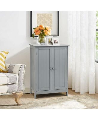 Bathroom Floor Storage Cabinet with Double Doors Cupboard Organizer