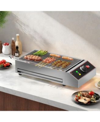 1800W Smokeless Electric Grill, Indoor Outdoor Portable Griddle, Adjustable Temp BBQ Grill for Home Camping