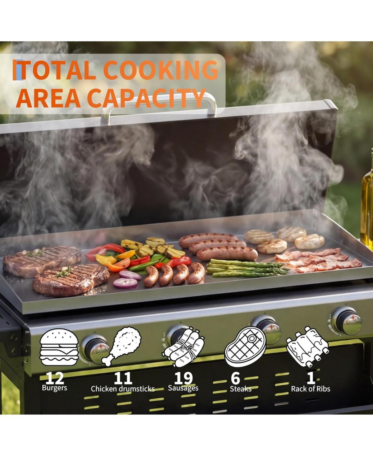Xo 4-Burner Propane Gas Grill, 32,000 Btu Bbq with Wheels, Side Shelves for Camping Patio