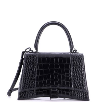 Medium Hourglass Top Handle Bag Embossed Leather