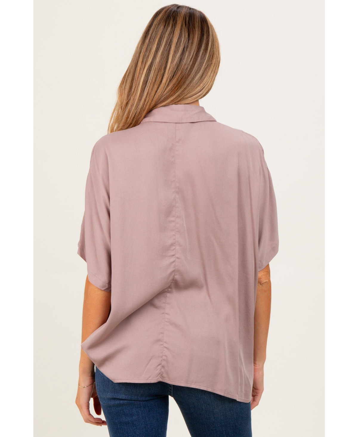 Pinkblush Maternity Brown Dolman Sleeve Button Down Maternity Blouse