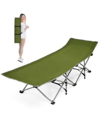 Folding Camping Cot with Detachable Headrest and Side Storage Pocket