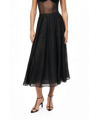 Women's Sheer Pleated Midi Skirt