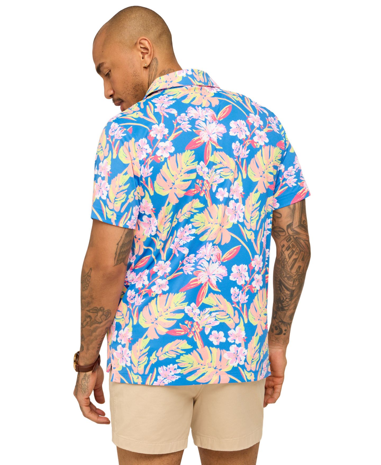 Мужское поло Chubbies Garden Glow Short-Sleeve Polo Shirt, цвет: Средний синий — фото 4