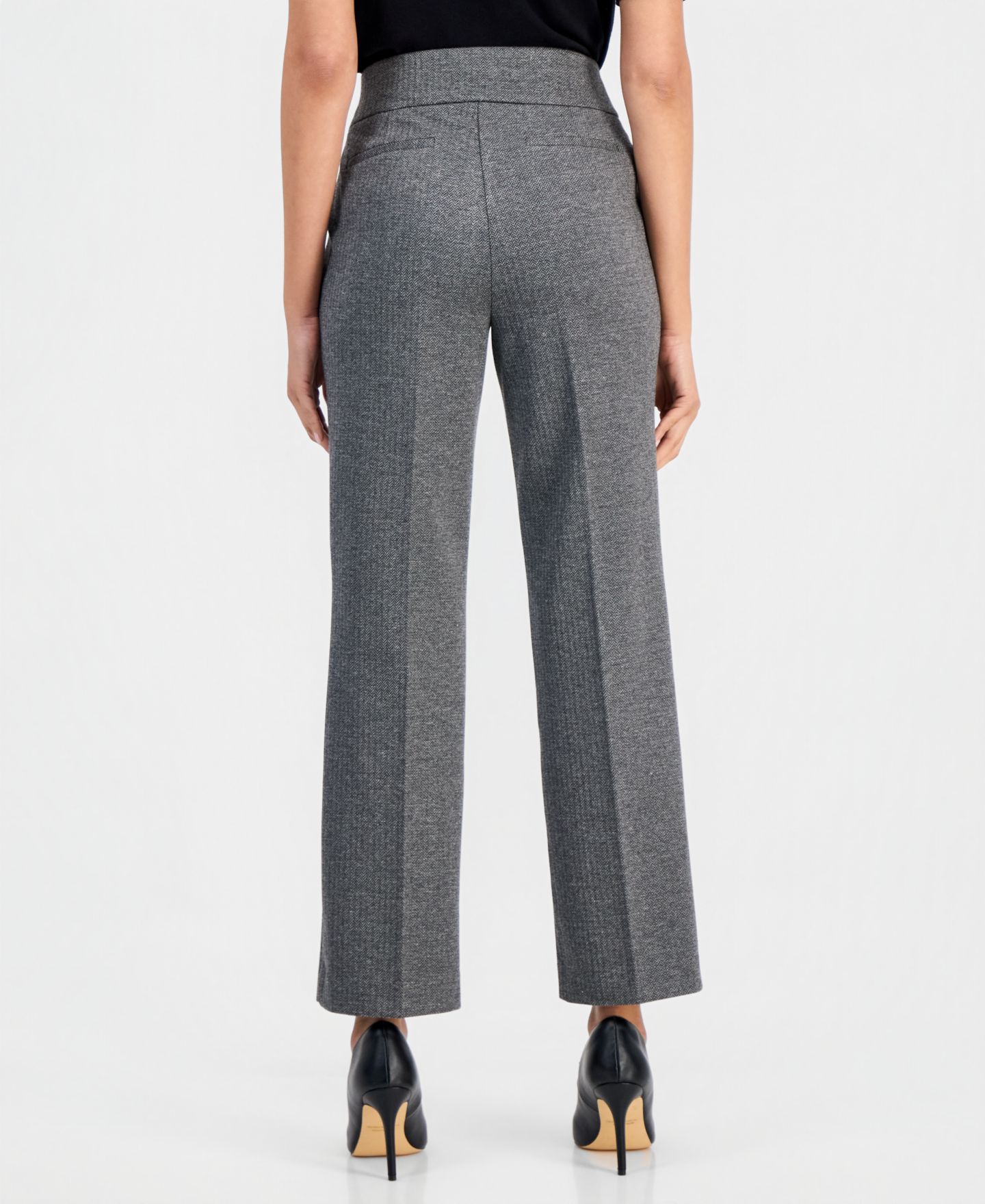 Женские брюки Anne Klein Essentials Petite Pull-On Cropped & Ankle Trouser, цвет: Чёрный / Серый — фото 2