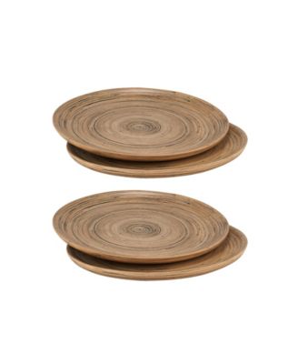 Lexa Bamboo 4-Piece Handcrafted Serving Plate Set