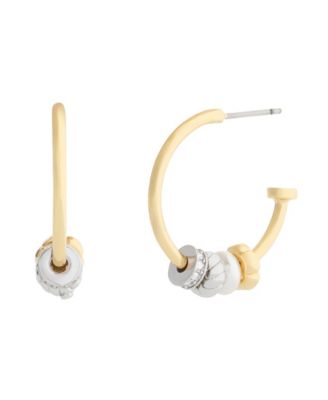 Faux-Stone Signature Rondelle Charm Hoop Earrings