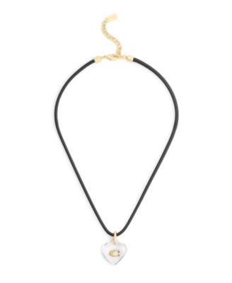 Black Signature C Resin Heart Pendant Necklace