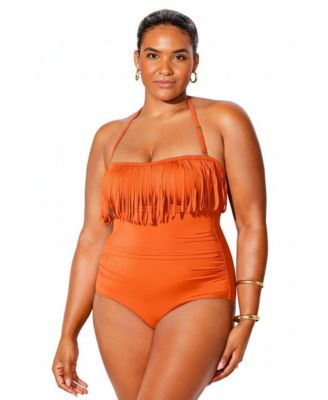 Women's Fringe Bandeau One Piece Swimsuit