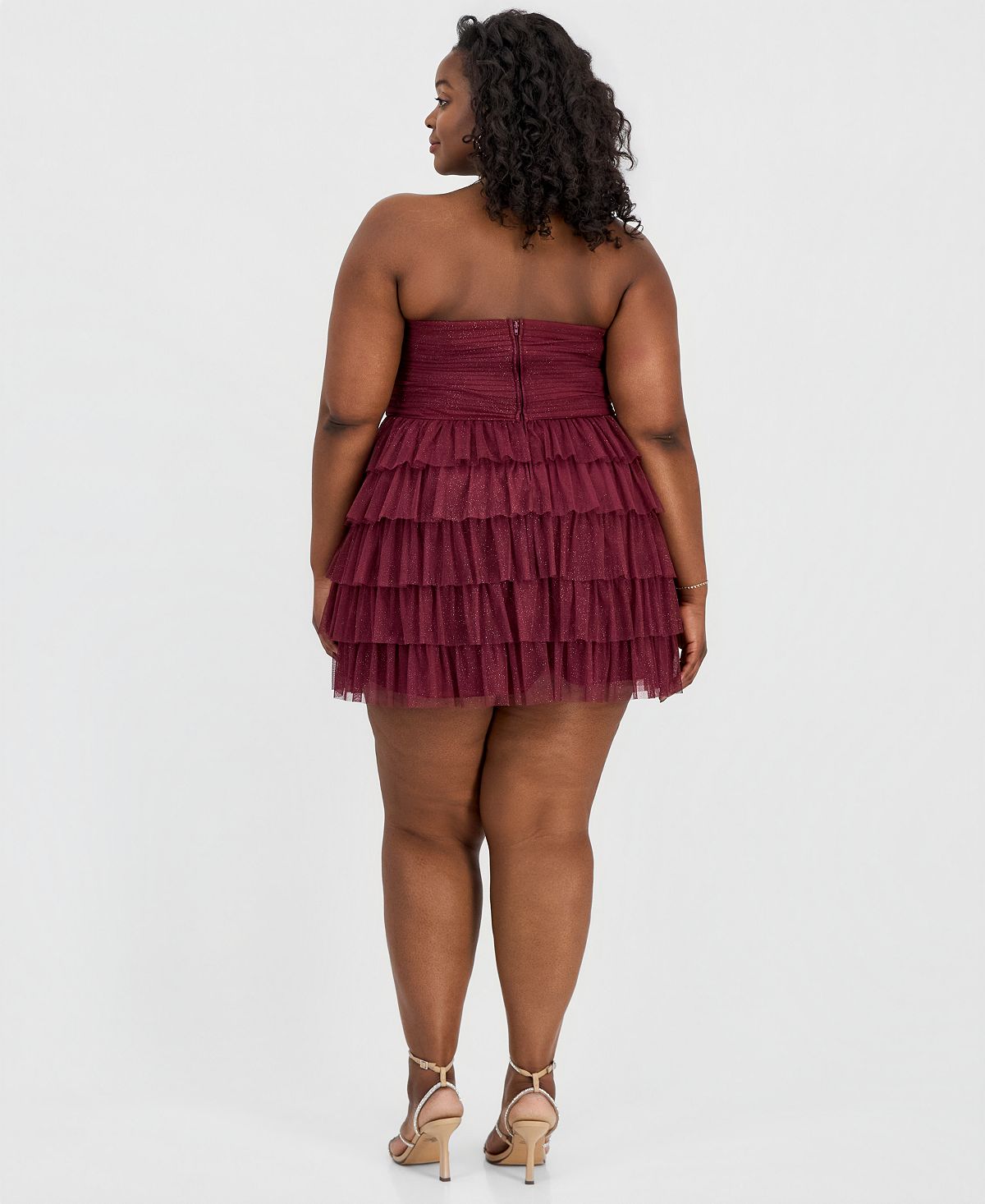 B Darlin Trendy Plus Size Glitter Ruffled Strapless Dress view 3 — MAYCSS fashion products