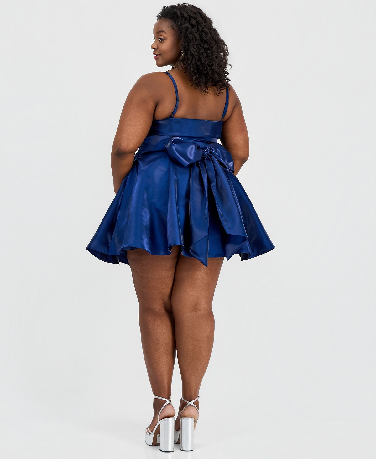 B Darlin Trendy Plus Size Satin Sleeveless Fit & Flare Dress view 5 — MAYCSS fashion products
